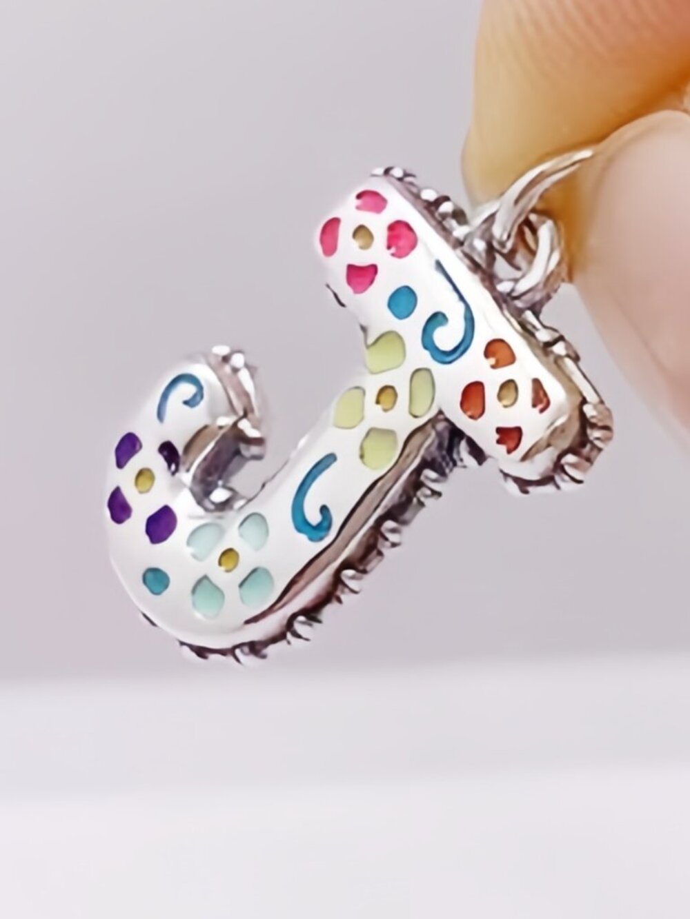 James Avery Enamel Consuela Floral Initial Charm